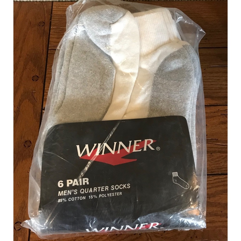 New‎ Vintage Sears Winner Brand Quarter Socks 6 pair pack White NOS